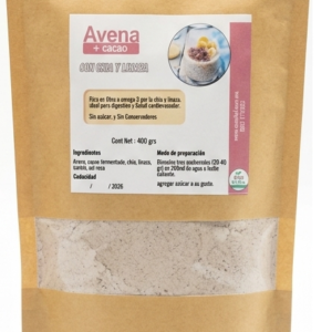 Avena con Cacao, chia y linaza