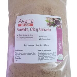 Avena con cacao, Almendra, chia y amaranto